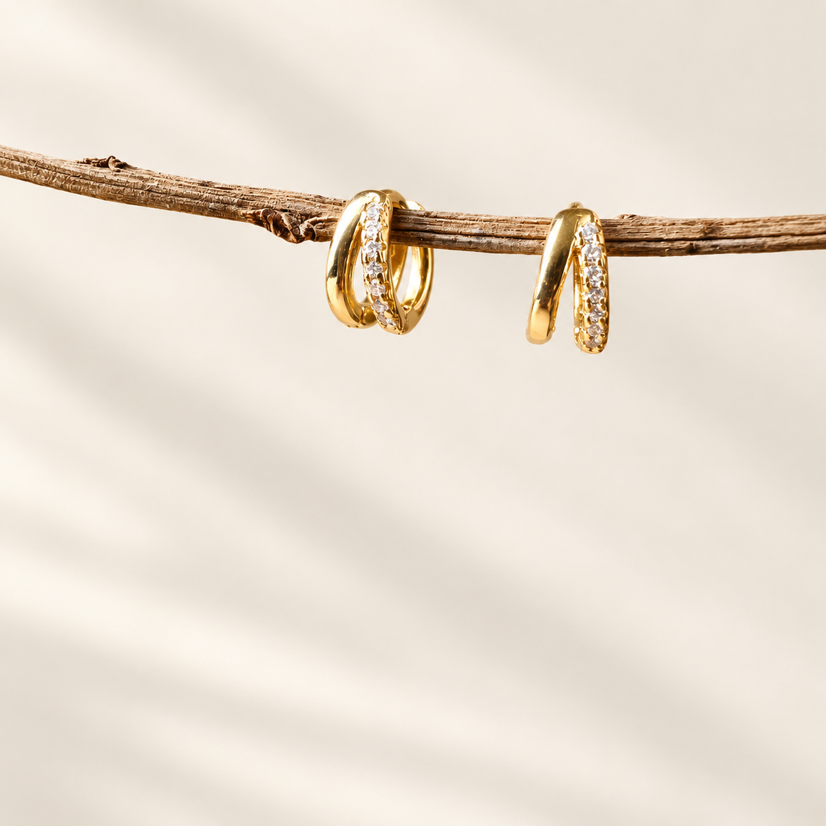 Petite 9mm Gold CZ Huggie Earrings