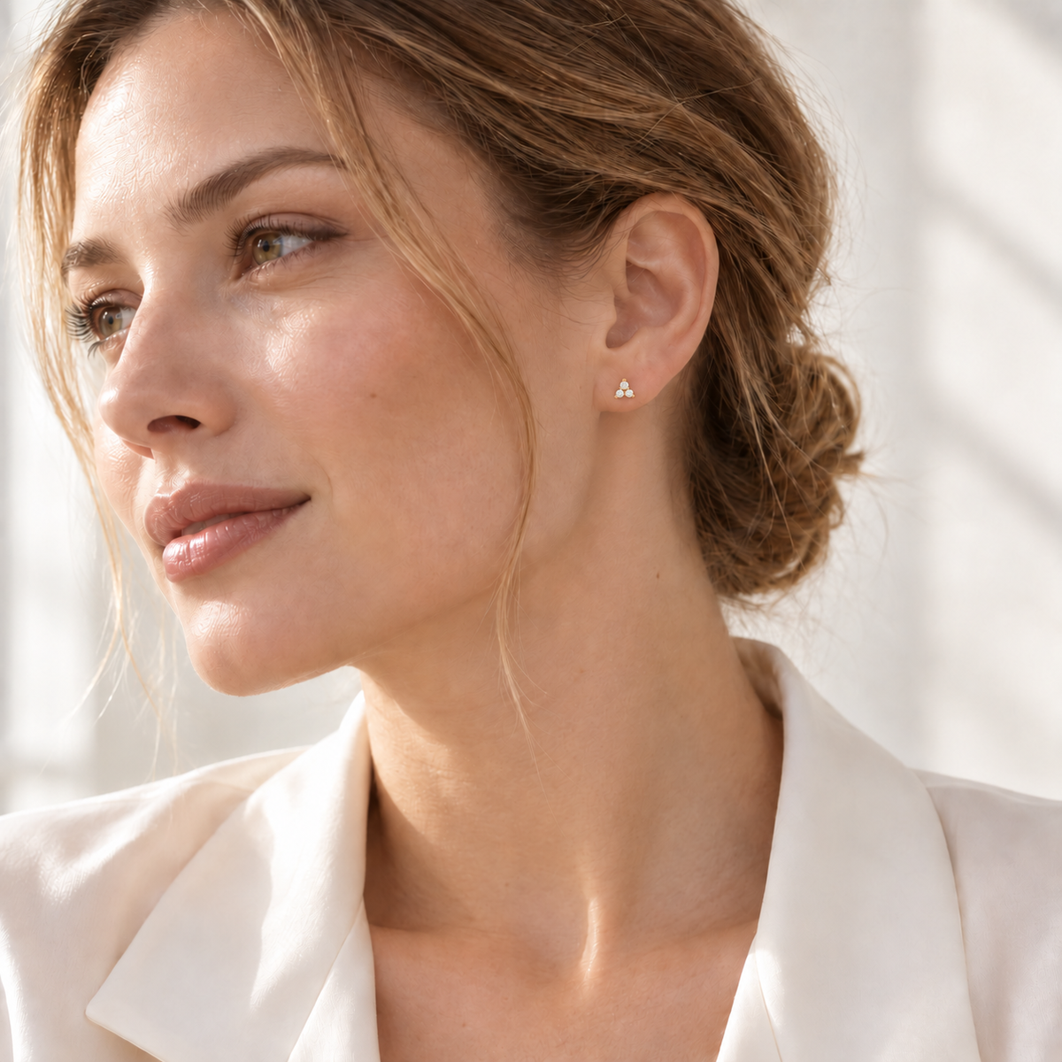 Petite CZ Cluster Stud Earrings