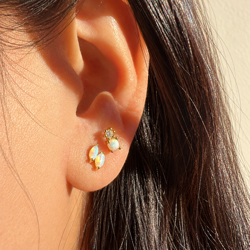 Double Opal Stud Earrings