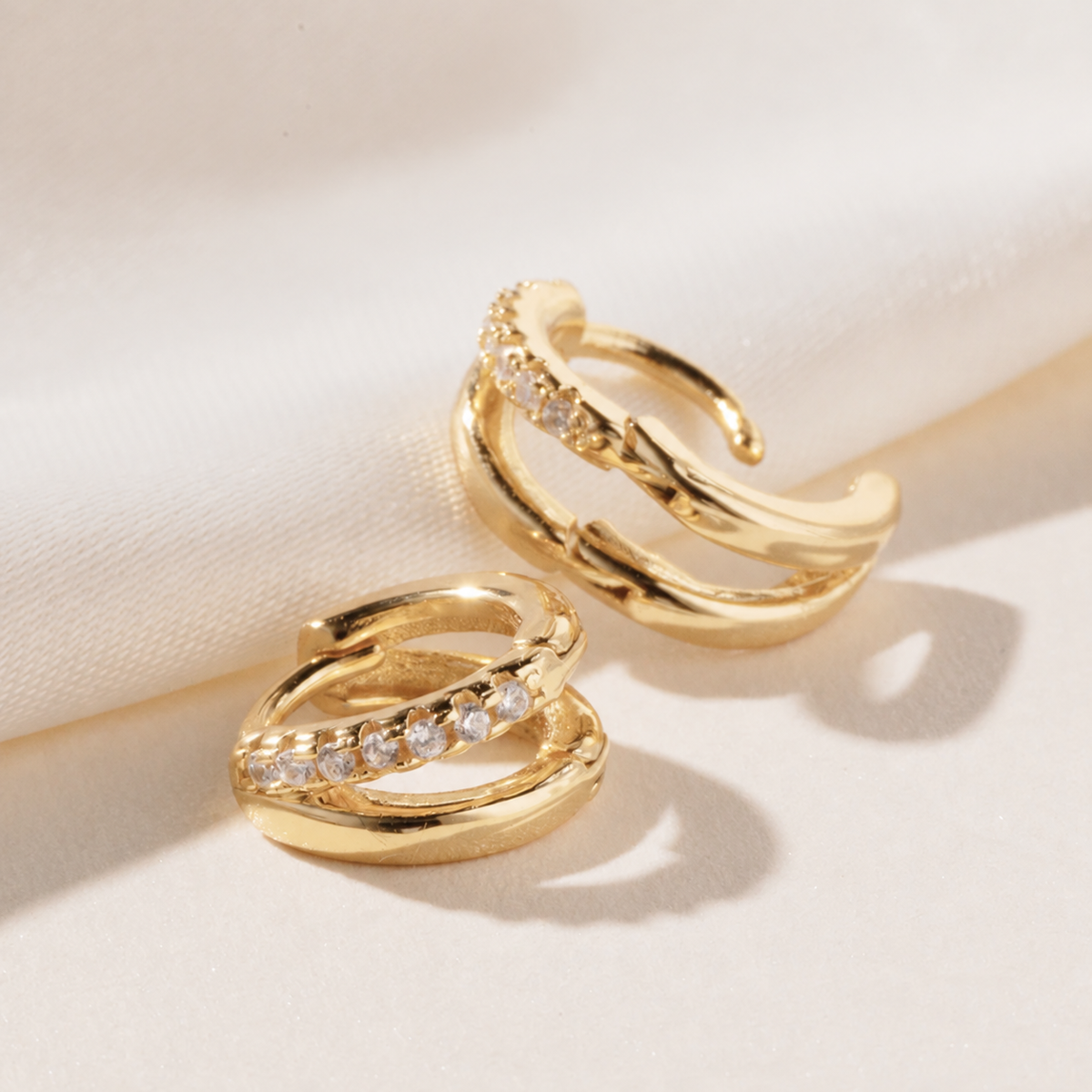 Petite 9mm Gold CZ Huggie Earrings