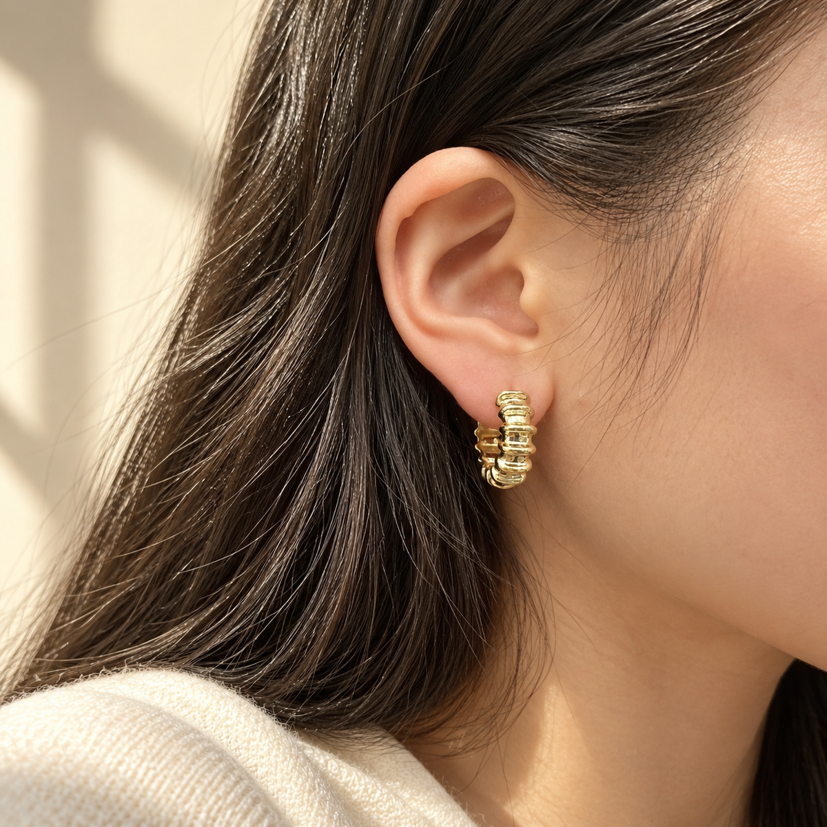 Ridged Hoop Earrings