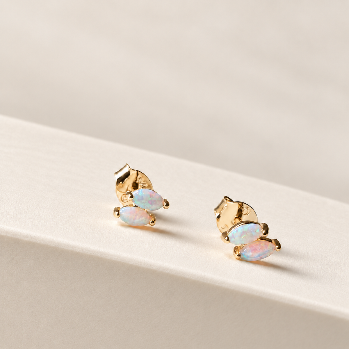 Double Opal Stud Earrings