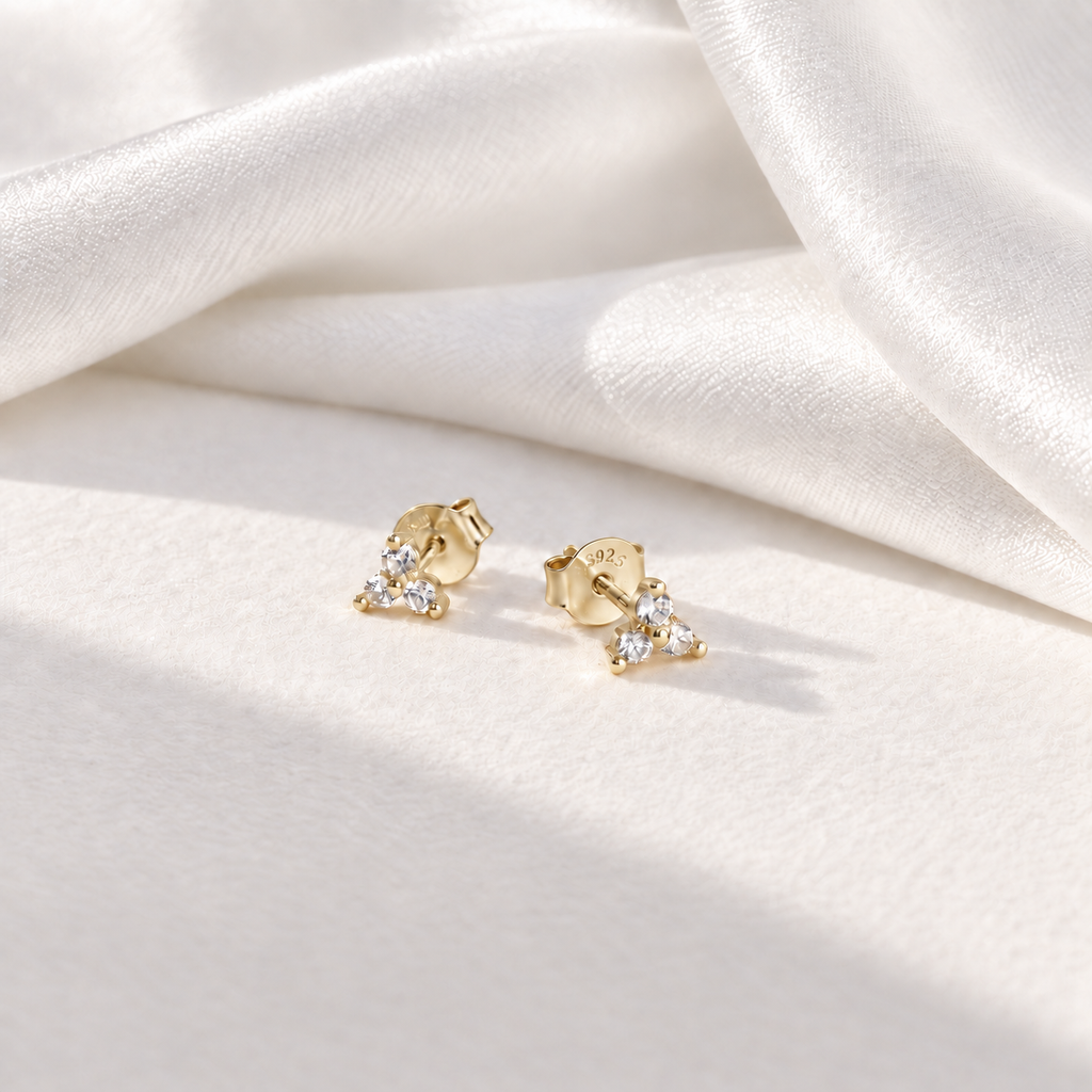 Petite CZ Cluster Stud Earrings