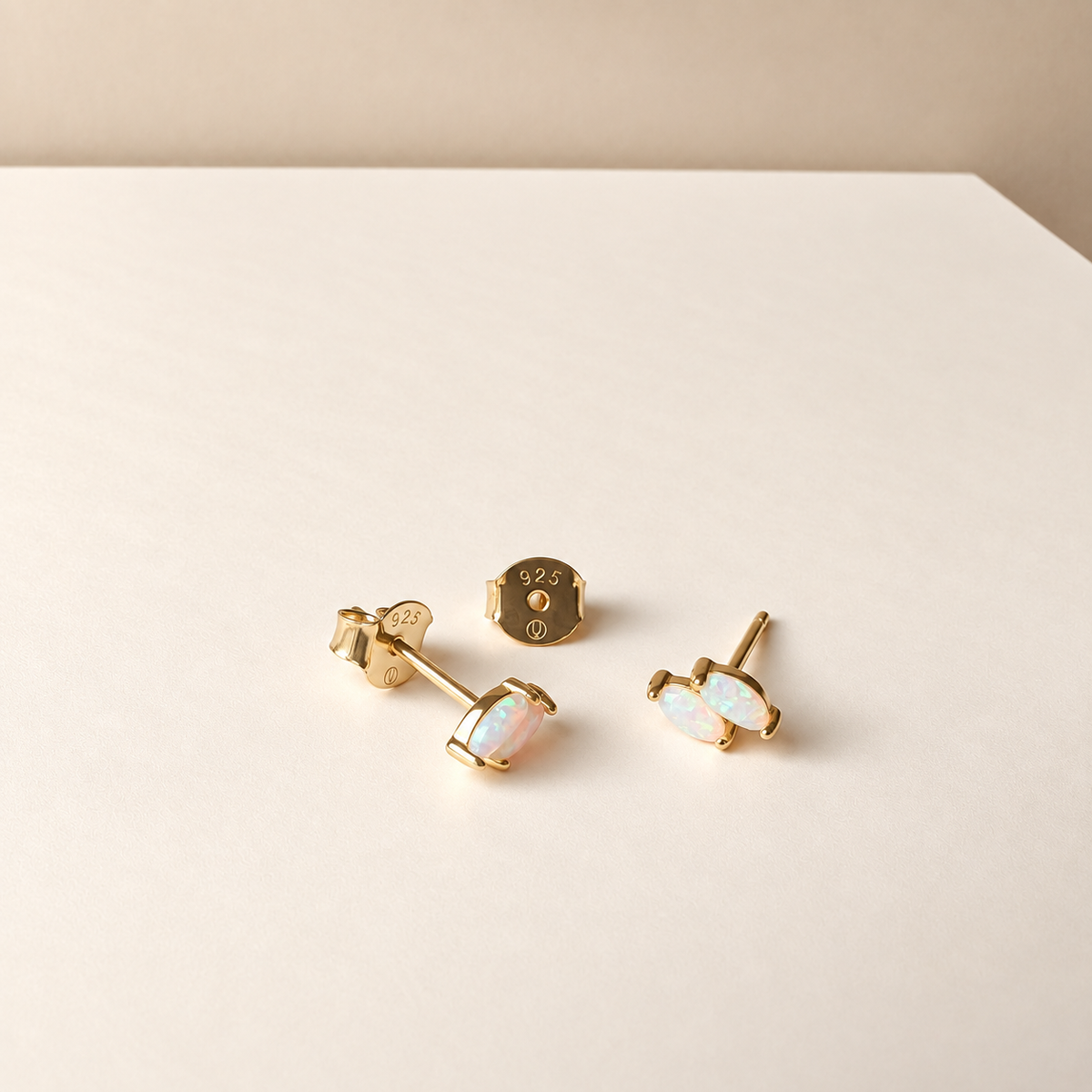 Double Opal Stud Earrings
